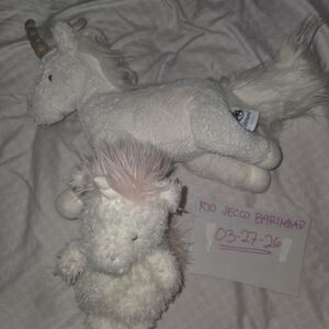 Jellycat White & Light Pink Unicorn Pair Plush